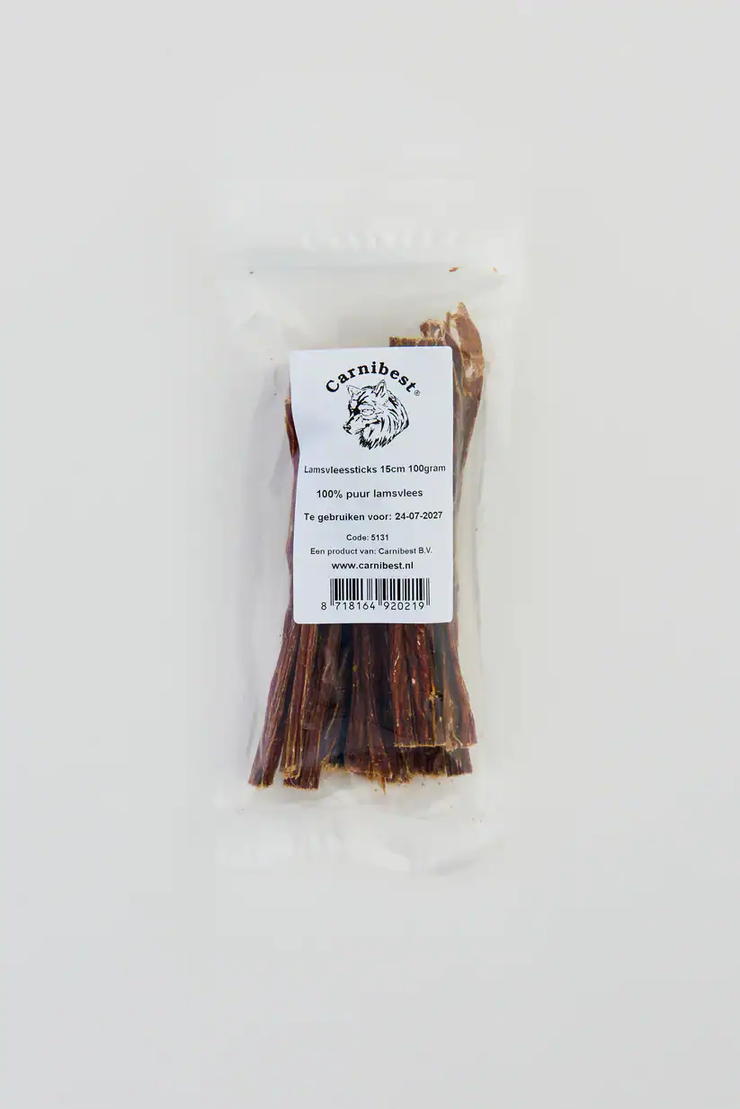 Carnibest Lams vleessticks 15cm 100gr/zak